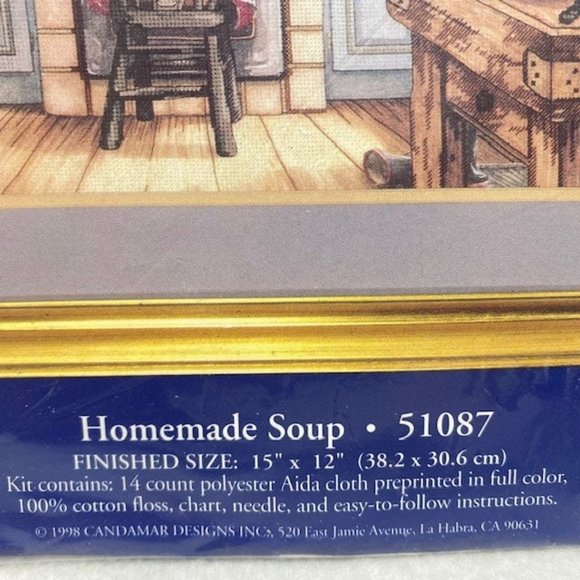Rare Embellished Cross Stitch Kit Candamar Designs - Homemade Soup -  New - Picture 4 of 7
